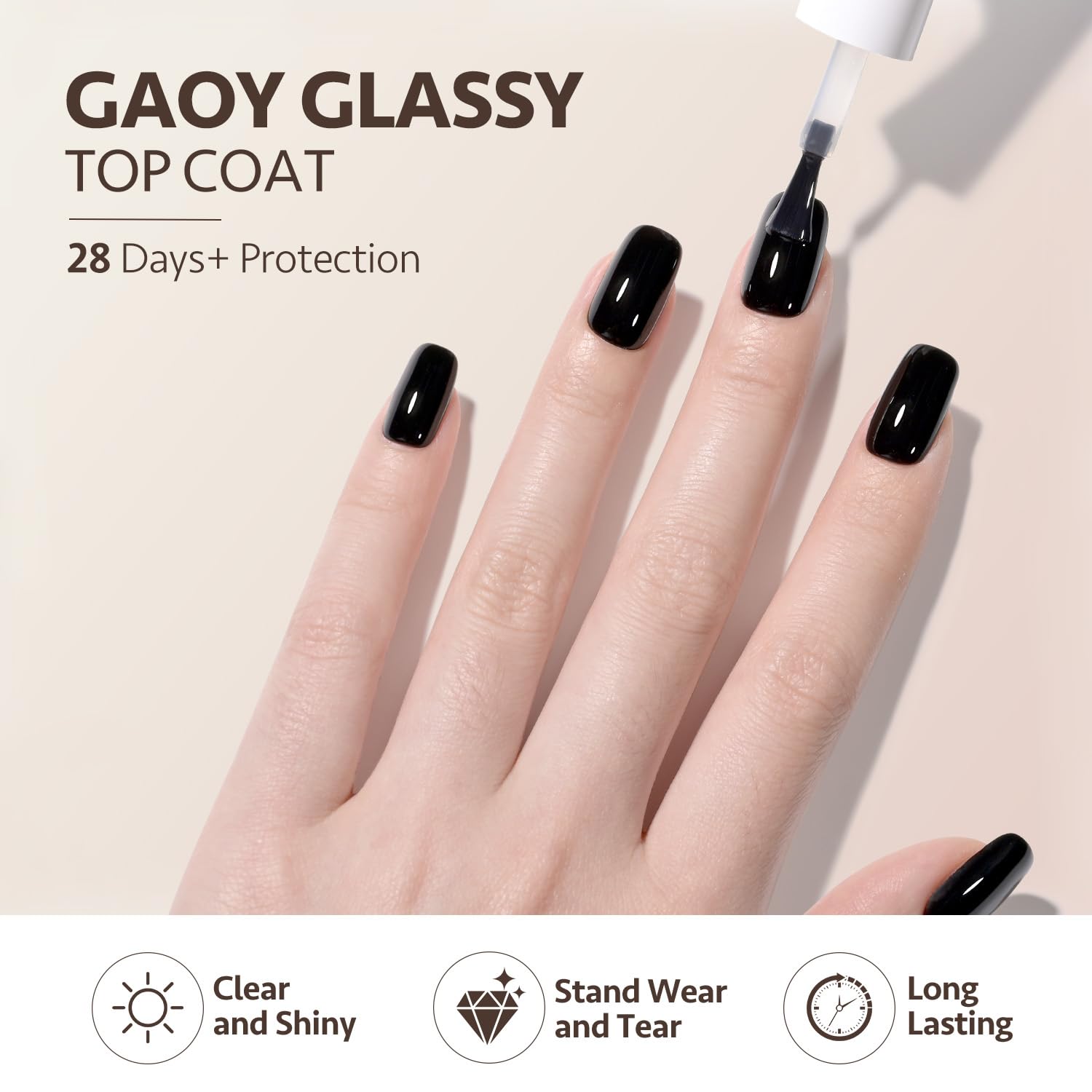 GAOY brillo transparente tipo vidrio para uñas luminosas y definidas