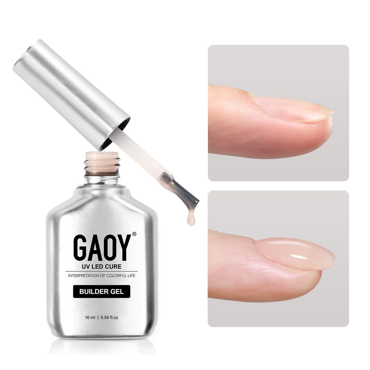 GAOY Builder Gel, botella de 16 ml, aplicación suave para uñas más fuertes.