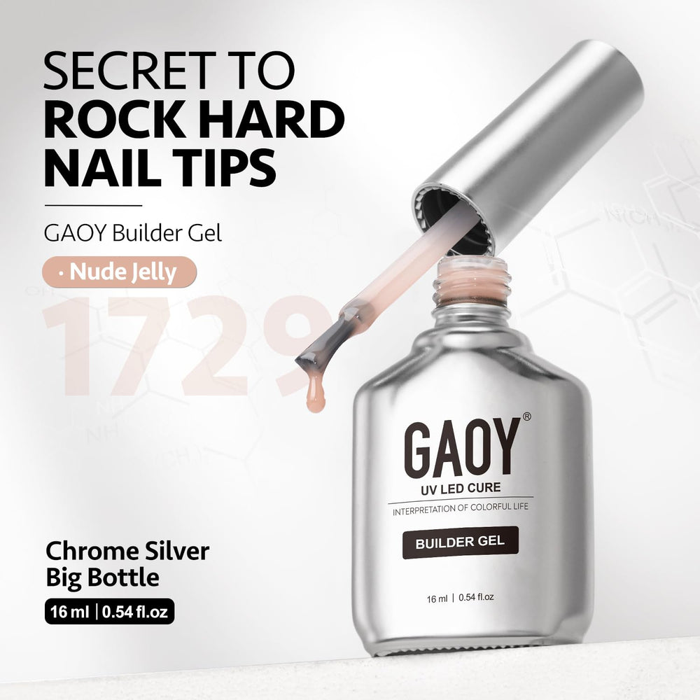 GAOY Builder Gel muestra el contenido completo para manicura en casa.