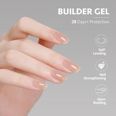 GAOY Builder Gel curado con UV en 60 segundos para un acabado duradero.