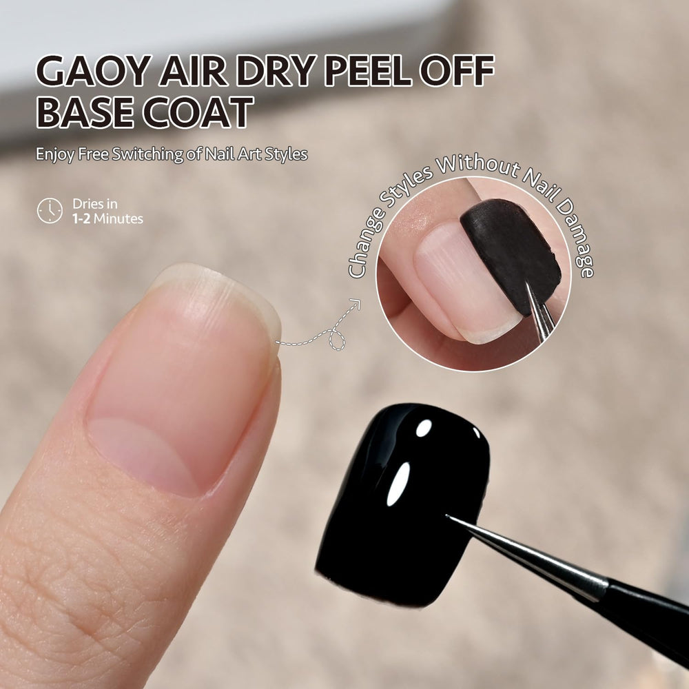GAOY capa base pelable aplicándose en uñas para probar tonos.