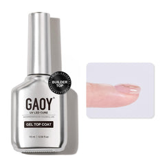 GAOY Builder Top Coat Gel: brillo cristal y curado UV rápido.