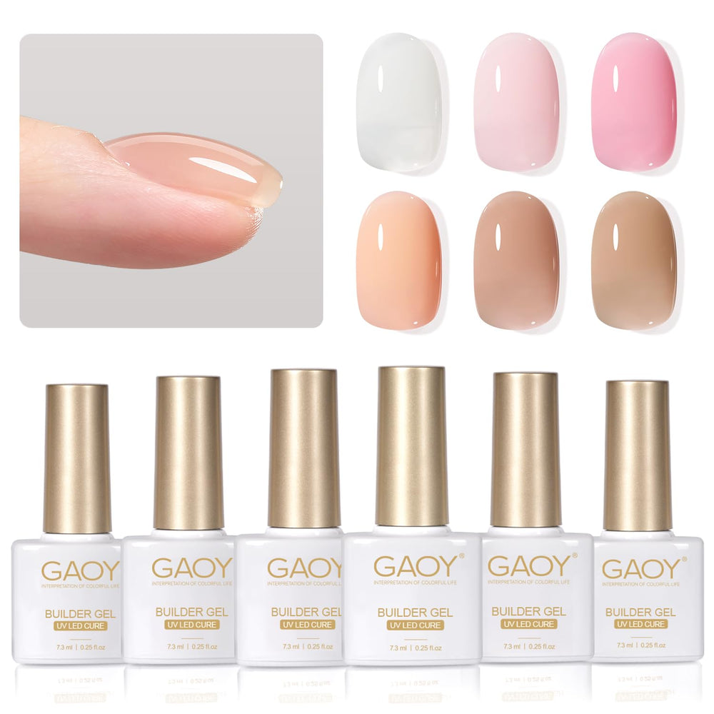 GAOY conjunto gel constructor 6 colores para uñas, acabado natural y duradero