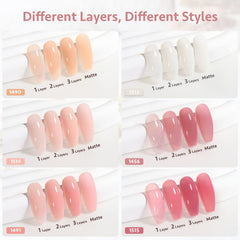 GAOY conjunto gel uñas: 6 tonos para acabados translúcidos y elegantes