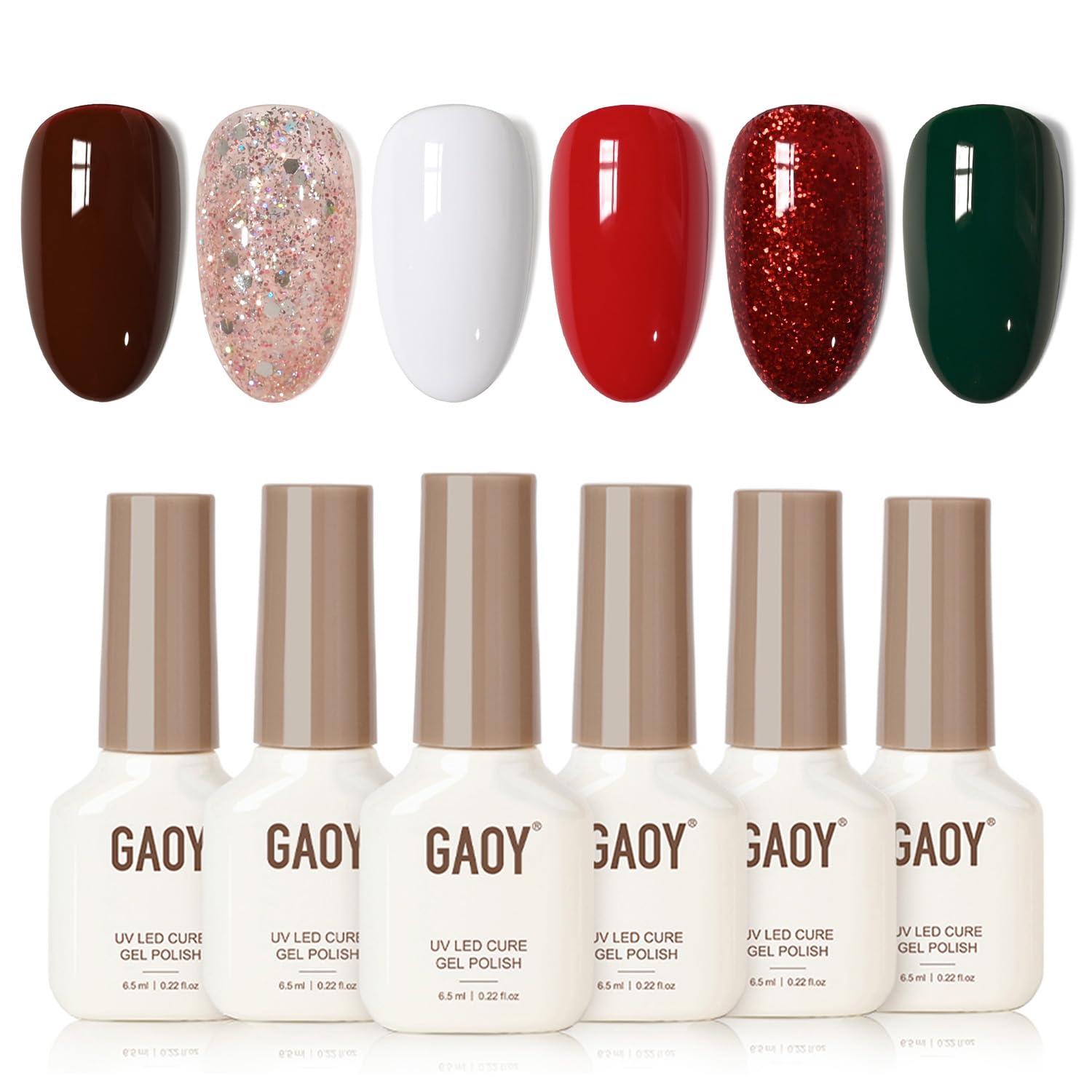 GAOY conjunto gel uñas Navidad con 6 colores para diseños duraderos en casa