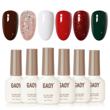 GAOY conjunto gel uñas Navidad con 6 colores para diseños duraderos en casa