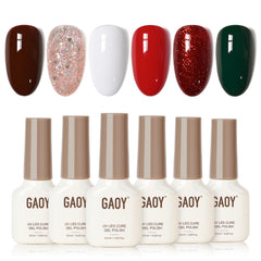GAOY conjunto gel uñas Navidad con 6 colores para diseños duraderos en casa