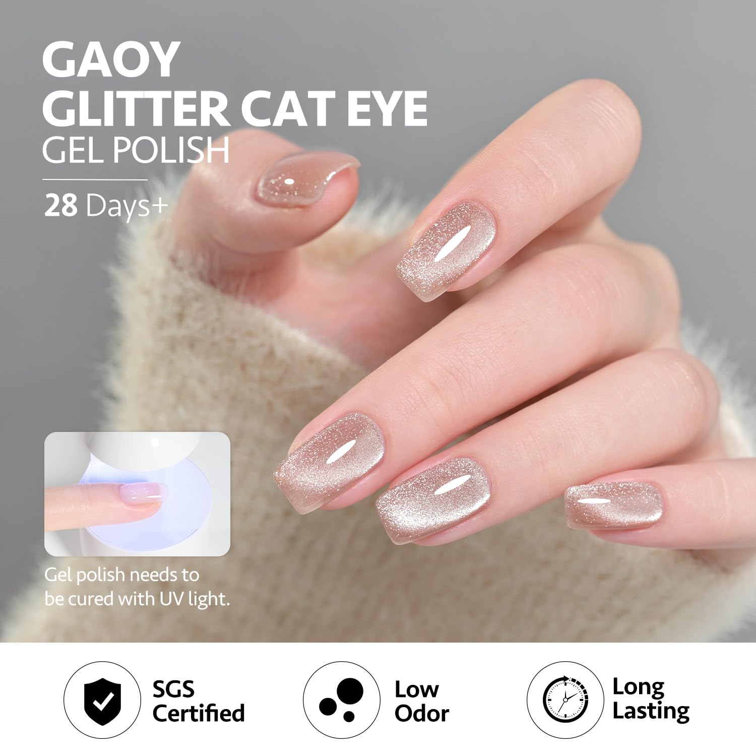 GAOY Curado rápido: 60 segundos bajo lámpara UV/LED.