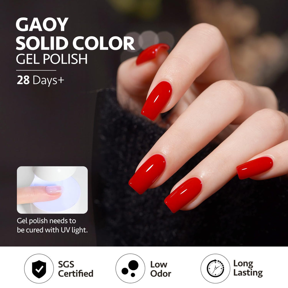 GAOY dark glitter red gel polish swatch for shimmer glow