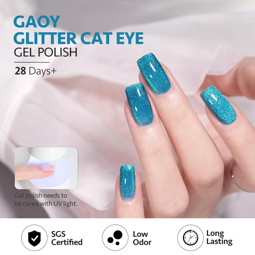 GAOY Envase de 16 ml, botella azul con acabado holográfico