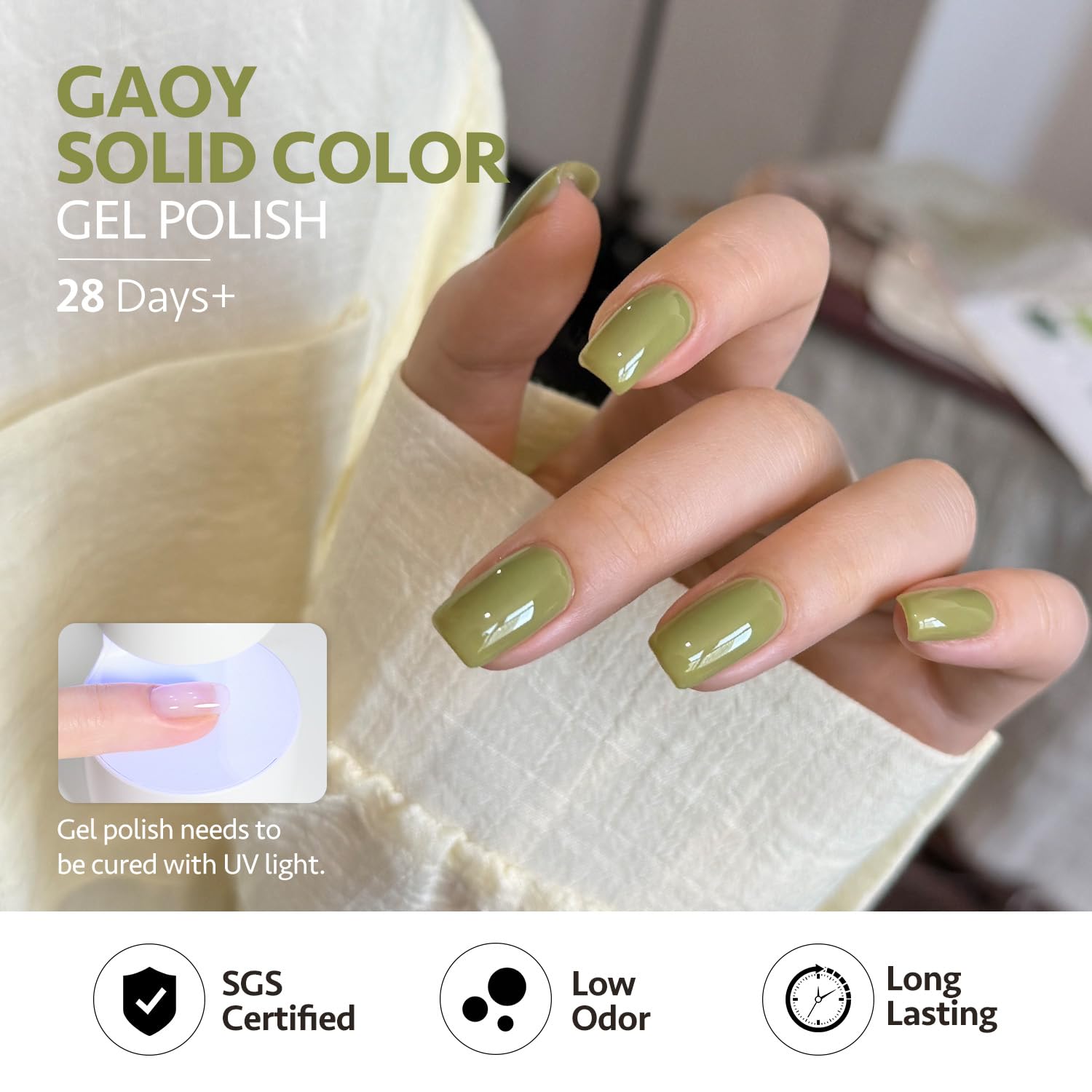 GAOY acabado brillante para manicura con gel de larga duración.