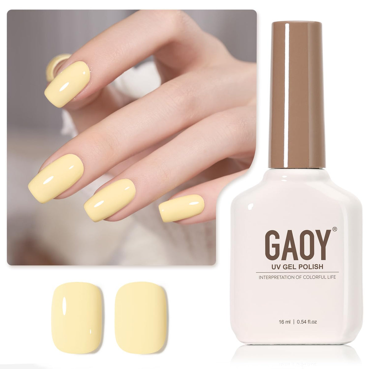 GAOY Esmalte gel amarillo pastel, botella de 16 ml para manicura suave en casa.