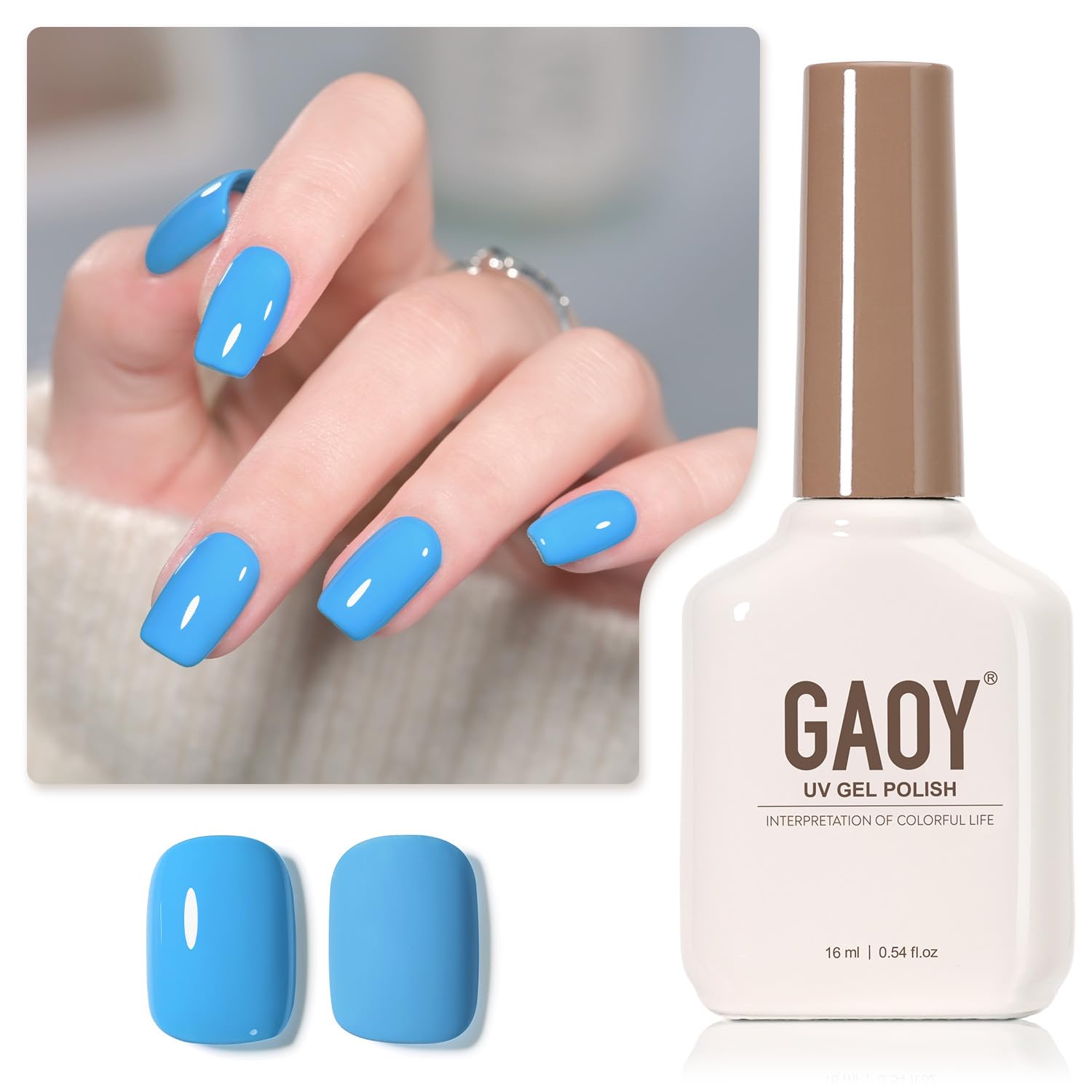 GAOY esmalte gel azul celeste 16 ml para manicura en casa.