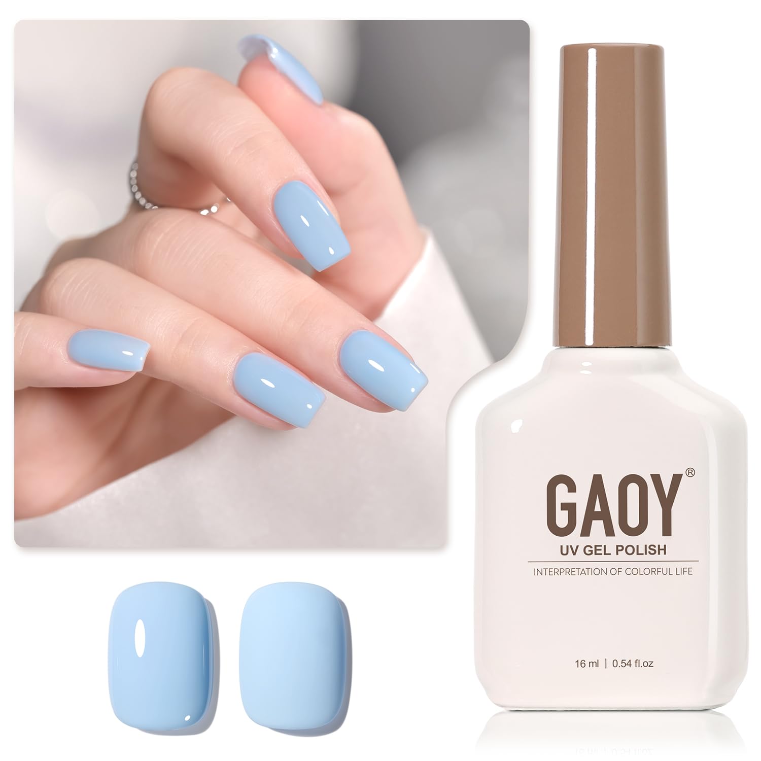 GAOY Esmalte Gel azul claro de 16 ml para acabado duradero en casa