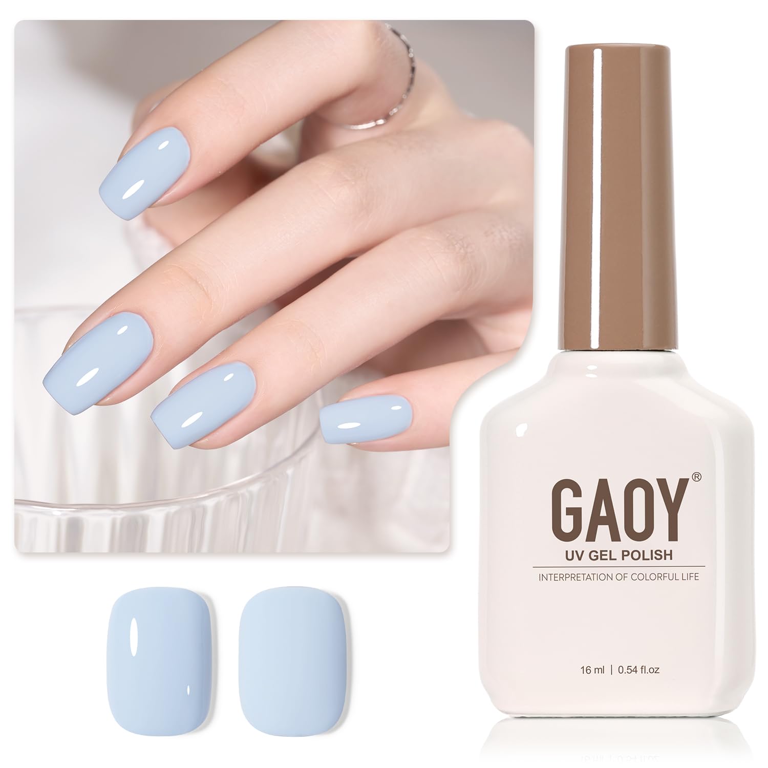 GAOY esmalte gel azul pastel en botella para manicura en casa