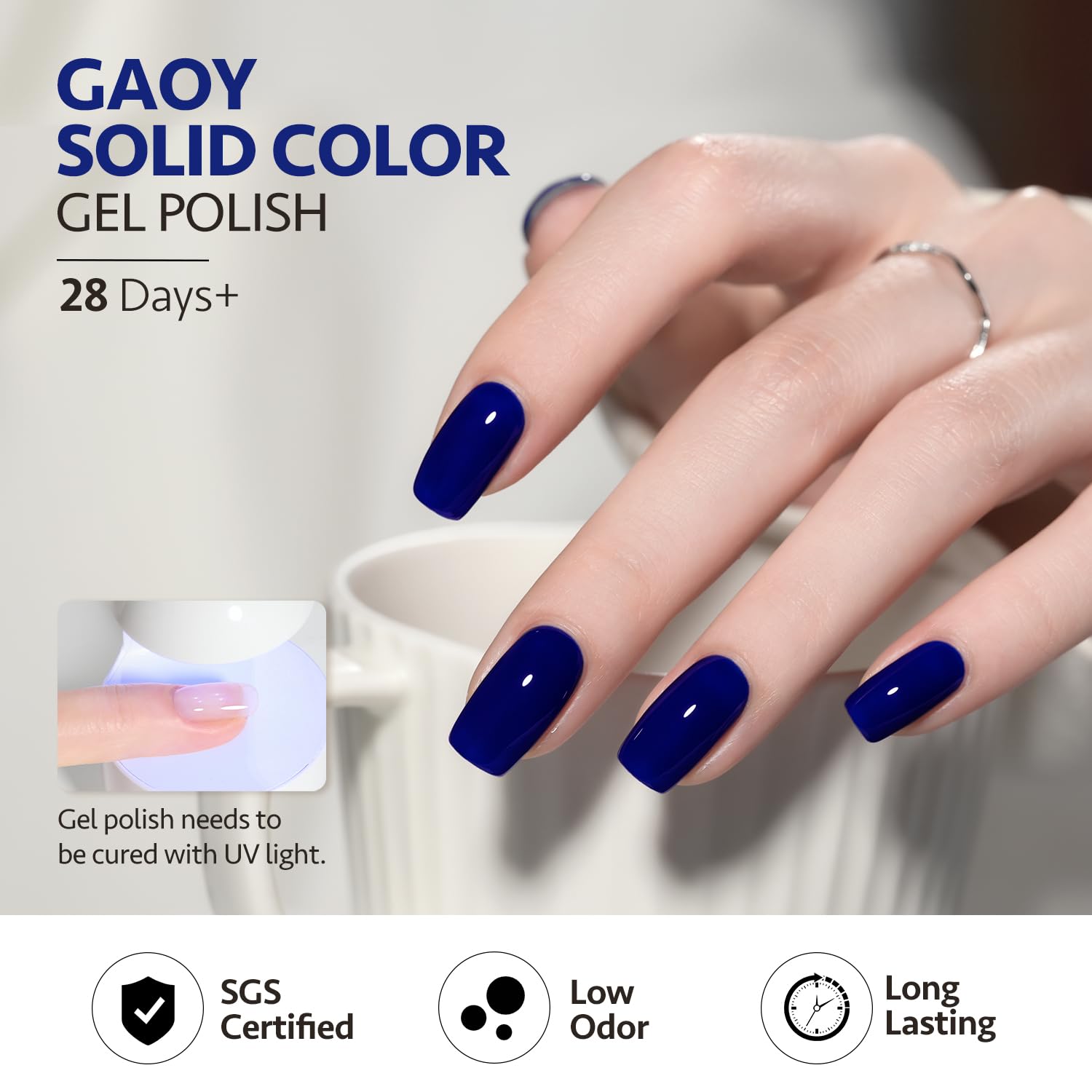 GAOY Esmalte gel azul profundo, envase de 16 ml, ideal para manualidades en casa.