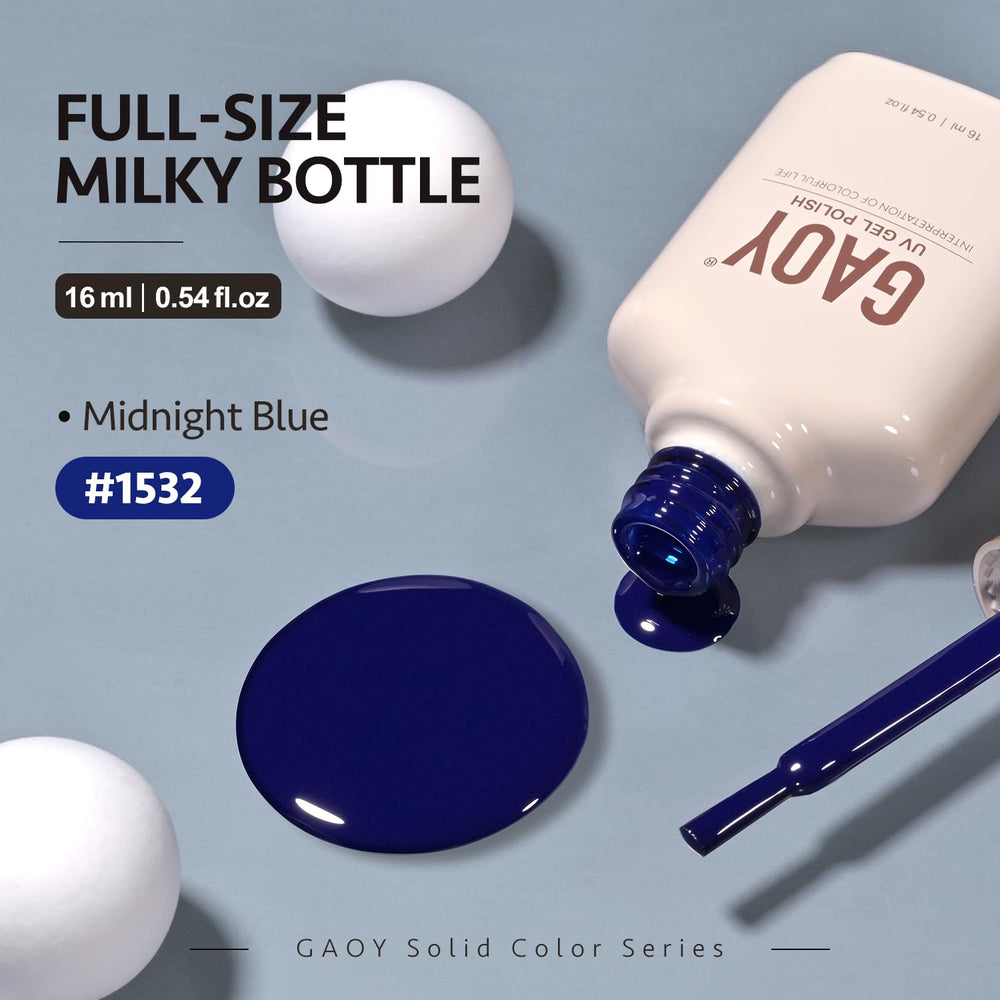 GAOY Esmalte gel azul profundo, etiqueta con certificaciones, uso seguro y confiable.