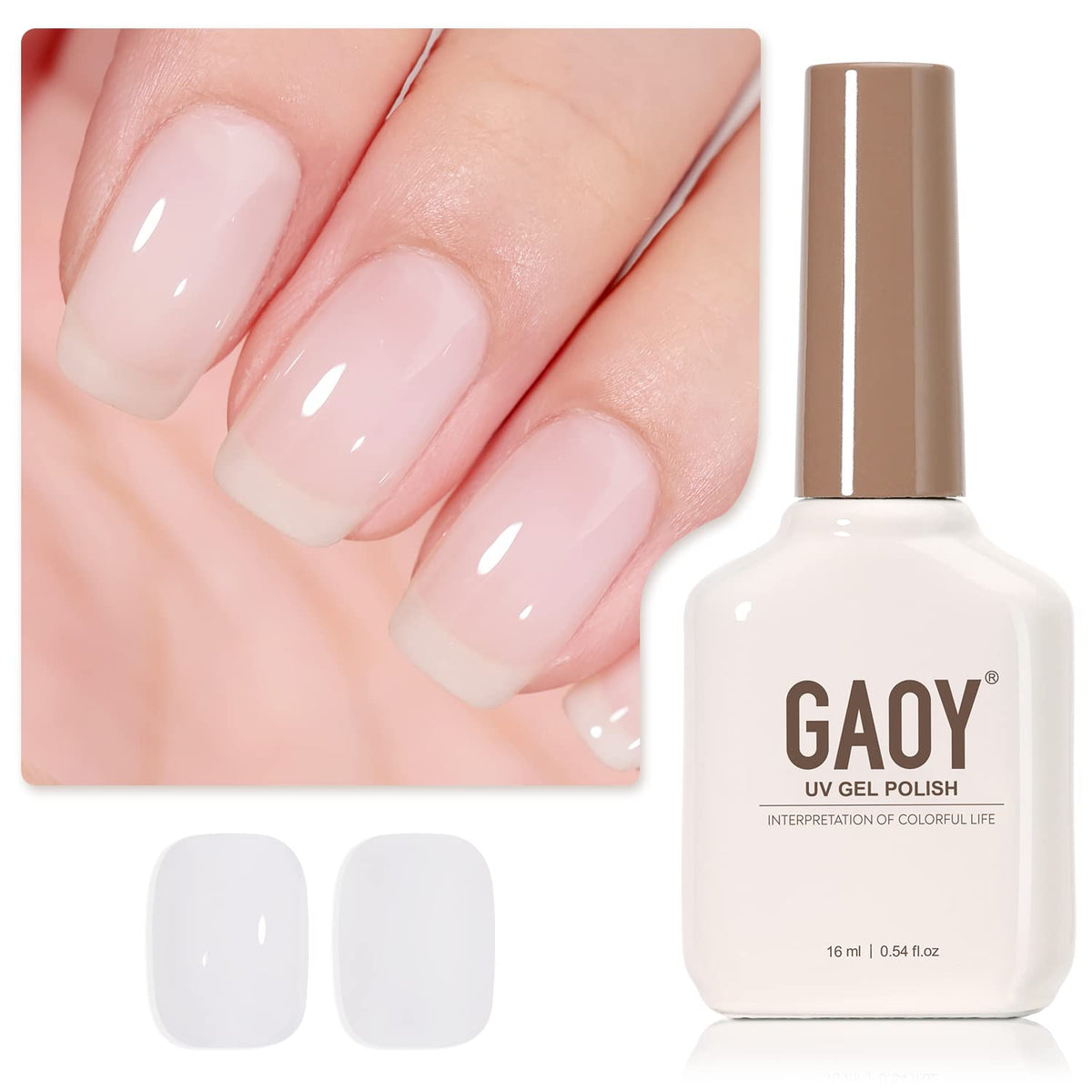 GAOY esmalte gel blanco lechoso en botella de 16 ml, ideal para manicuras en casa