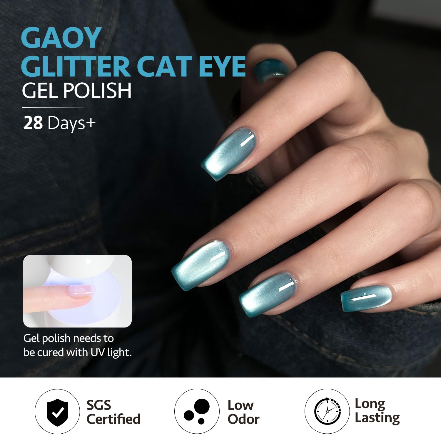 GAOY esmalte gel azul brillo duradero y suave