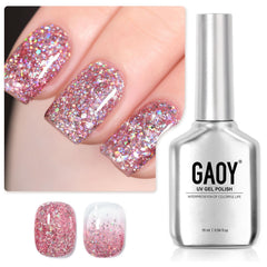 GAOY Esmalte gel brillo diamante rosa en botella para uñas brillantes