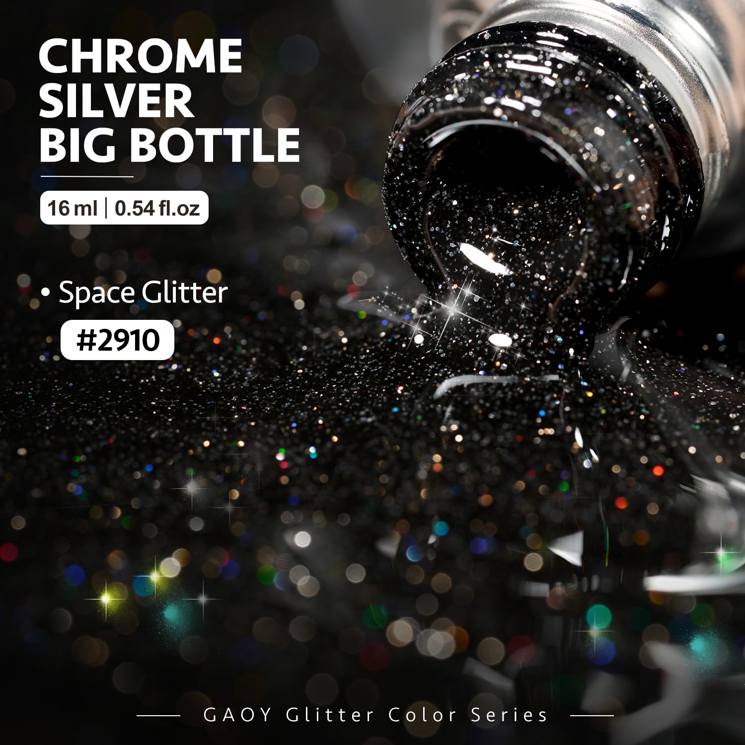 GAOY gel glitter negro, secado rápido para uñas en casa.