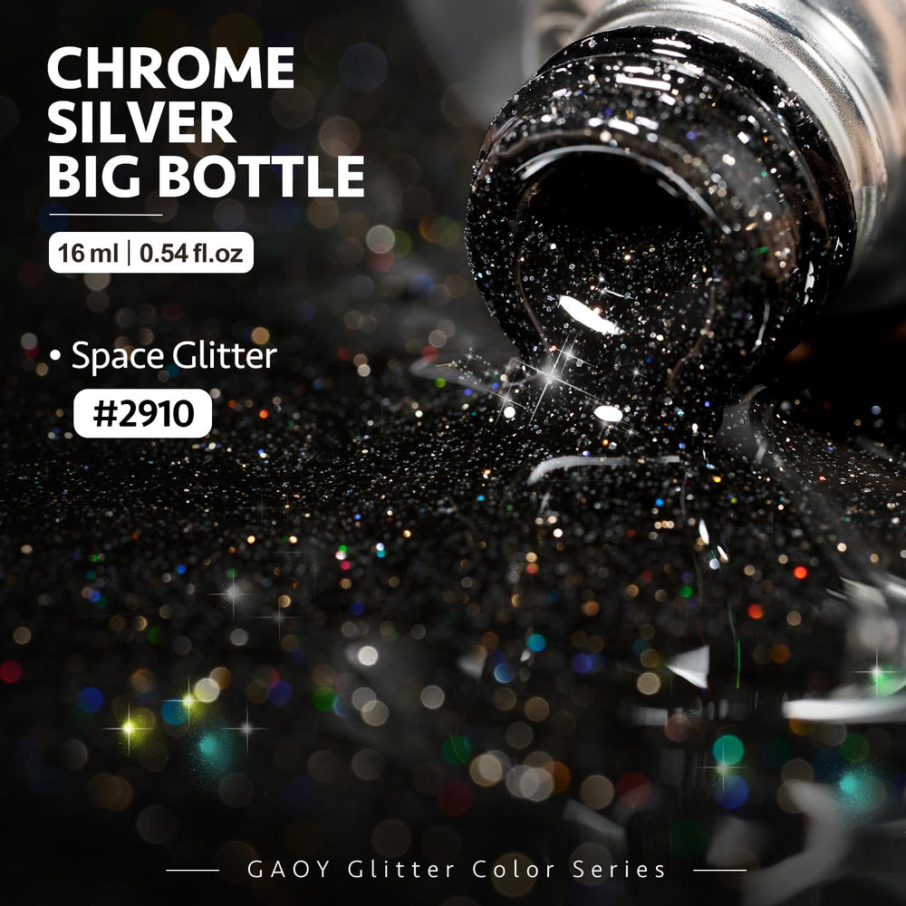 GAOY gel glitter negro, secado rápido para uñas en casa.