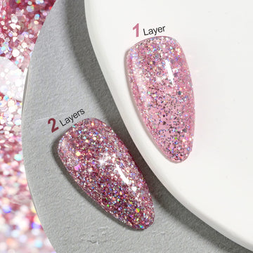 GAOY Esmalte gel brillo rosa muestra cobertura uniforme en uñas