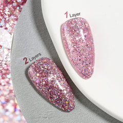 GAOY Esmalte gel brillo rosa muestra cobertura uniforme en uñas