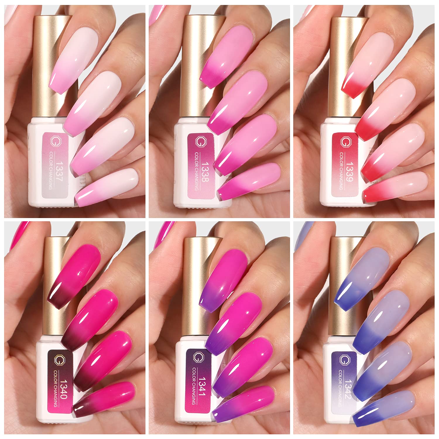 GAOY esmalte gel cambio de color coral, opción cálida para looks veraniegos.