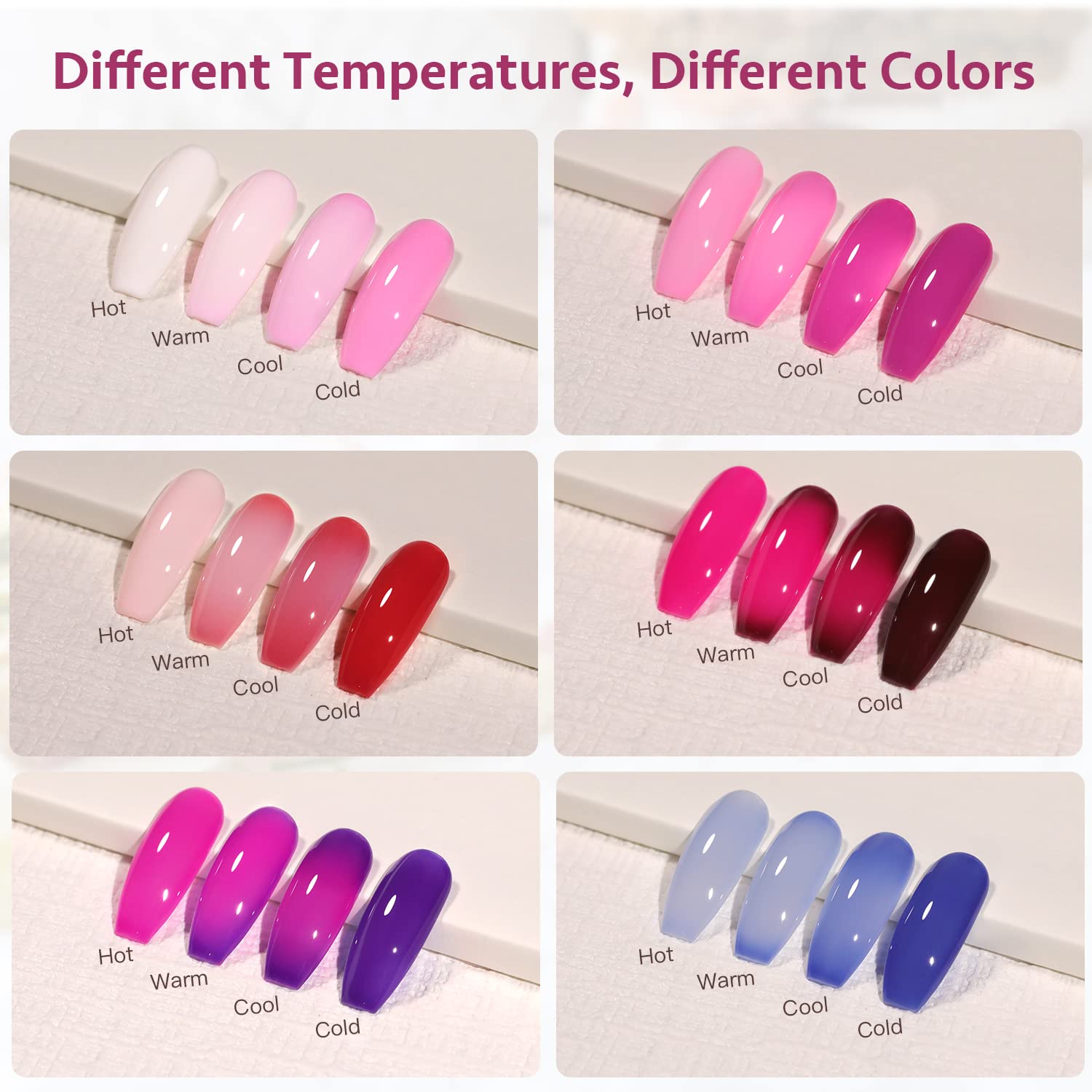 GAOY esmalte gel cambio de color morado, tono dinámico al tacto para uñas modernas.