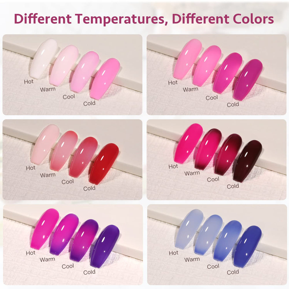 GAOY esmalte gel cambio de color morado, tono dinámico al tacto para uñas modernas.