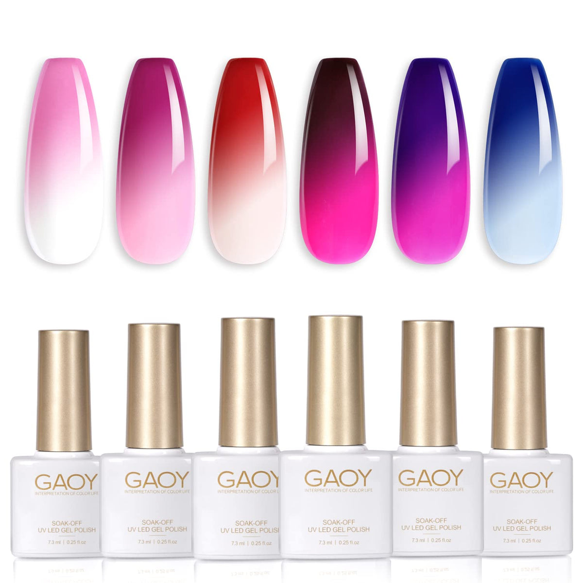 GAOY esmalte gel cambio de color rojo, tono dinámico para uñas llamativas.