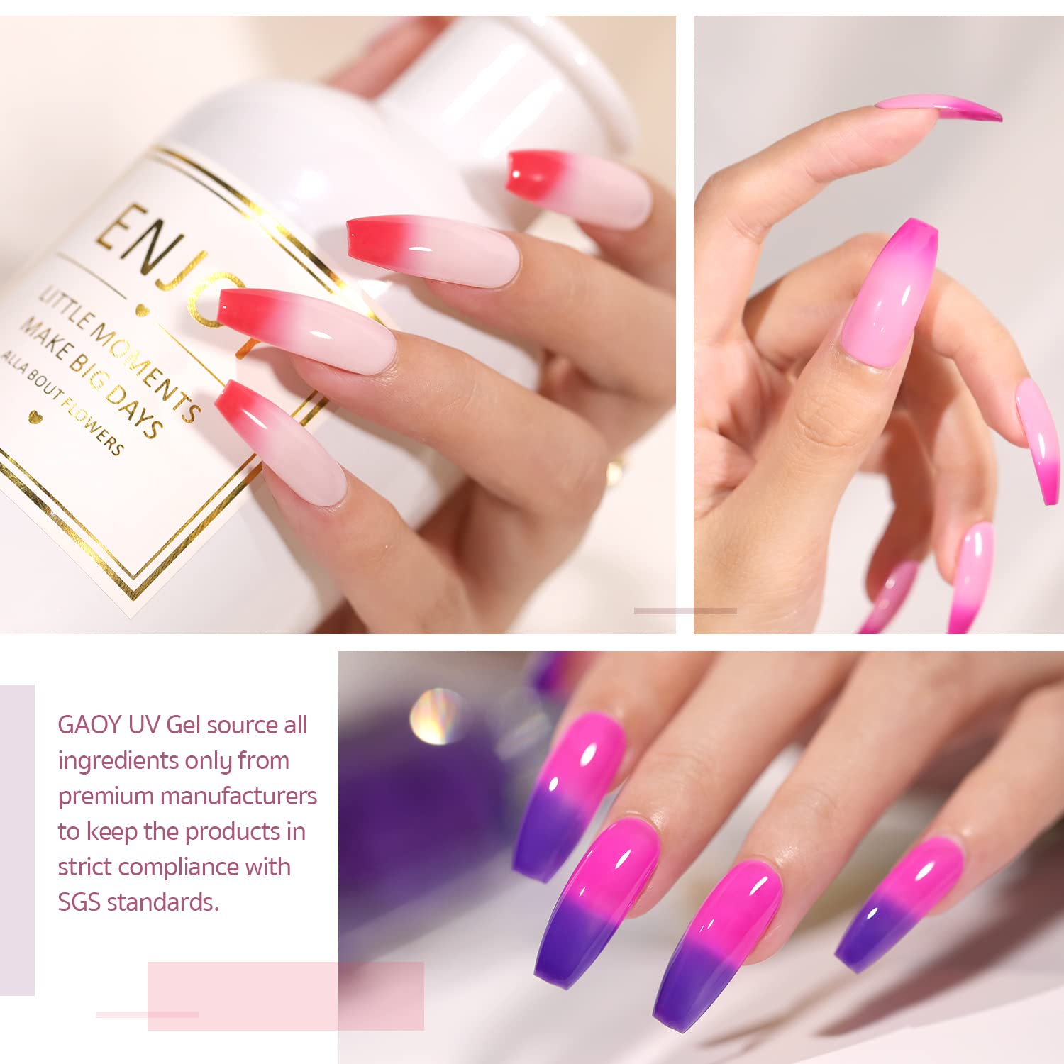 GAOY esmalte gel cambio de color violeta, efecto mate o brillante según la iluminación.