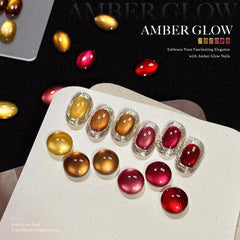 GAOY Gel Cat Eye en tonos oro, rojo y marrón, efecto holográfico para uñas destacadas.