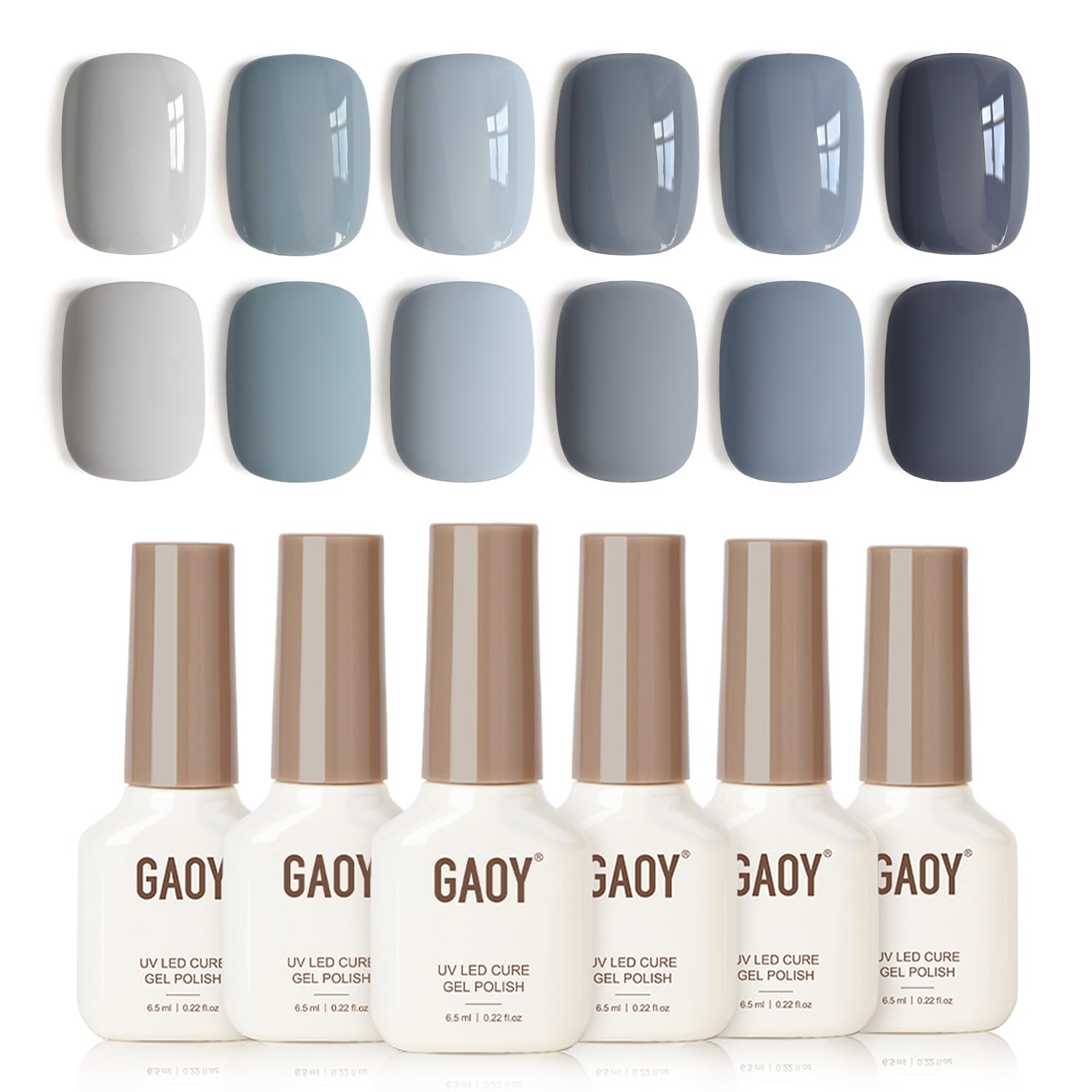 GAOY Esmalte gel Cenizas Azules en botella con color vibrante para uñas intensas.