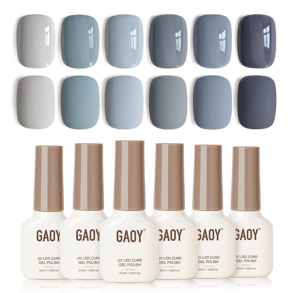 GAOY Esmalte gel Cenizas Azules en botella con color vibrante para uñas intensas.