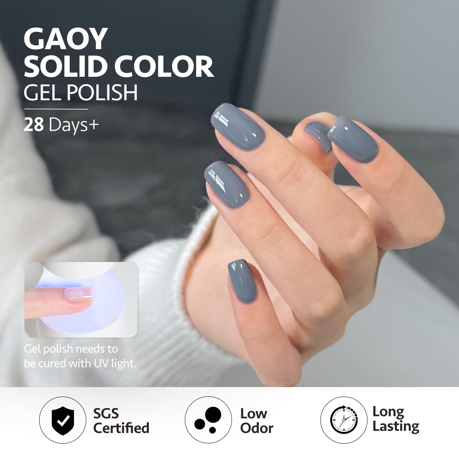 GAOY Esmalte gel Cenizas Azules, kit de 6 colores para manicuras en casa o salón.