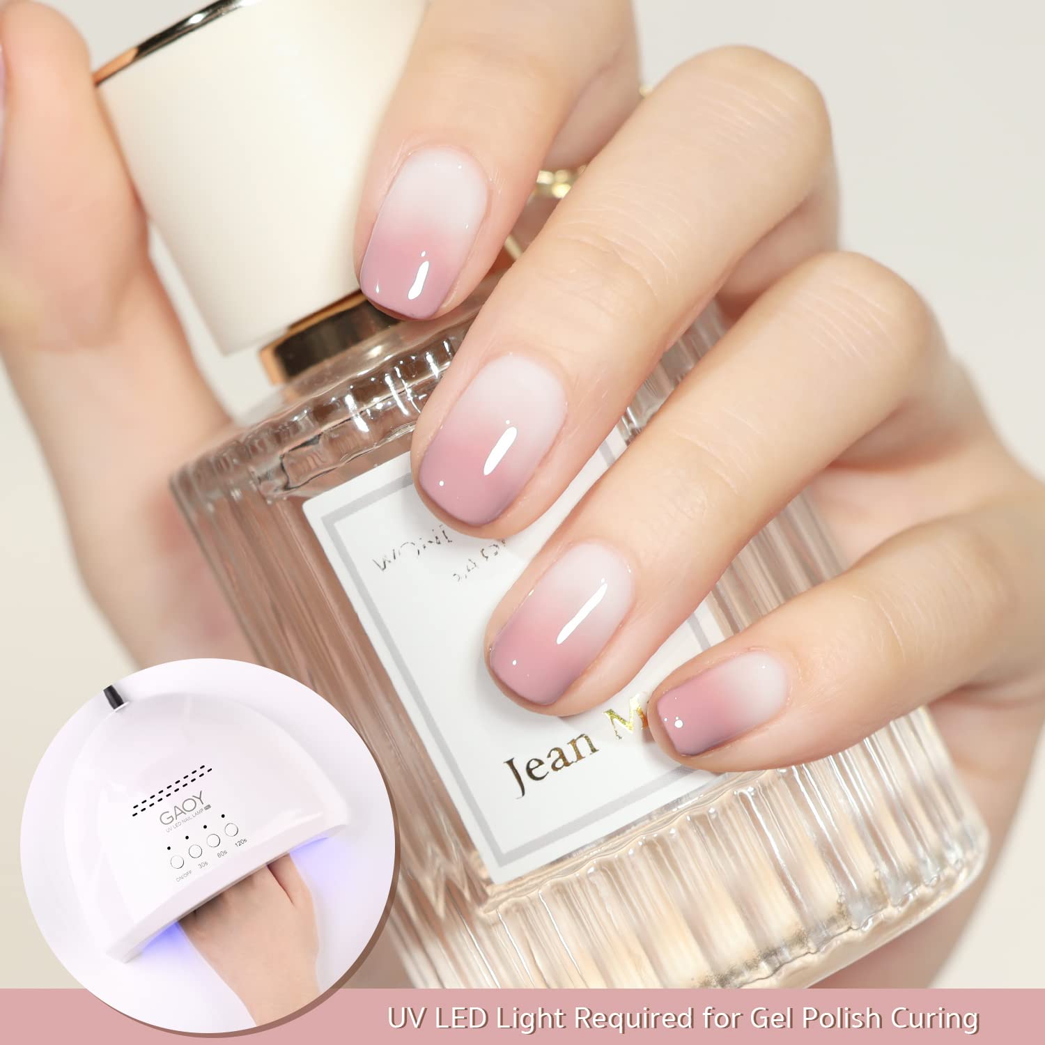 GAOY esmalte gel curado con luz ultravioleta en 60 segundos, manicura rápida en casa.
