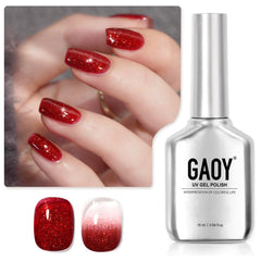 GAOY esmalte gel destellos rojo, botella brillante para estilos festivos.