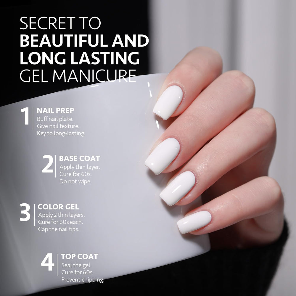 GAOY Esmalte gel con duración potencial de semanas con base y capa superior.