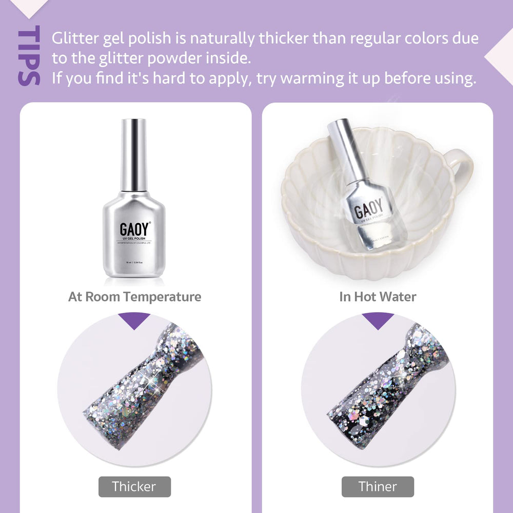 GAOY esmalte gel glitter Lavanda Fields, perfecto como regalo y para momentos festivos