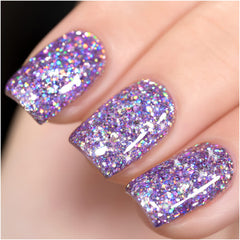 GAOY esmalte gel glitter Lavanda Fields, brillo intenso para uñas