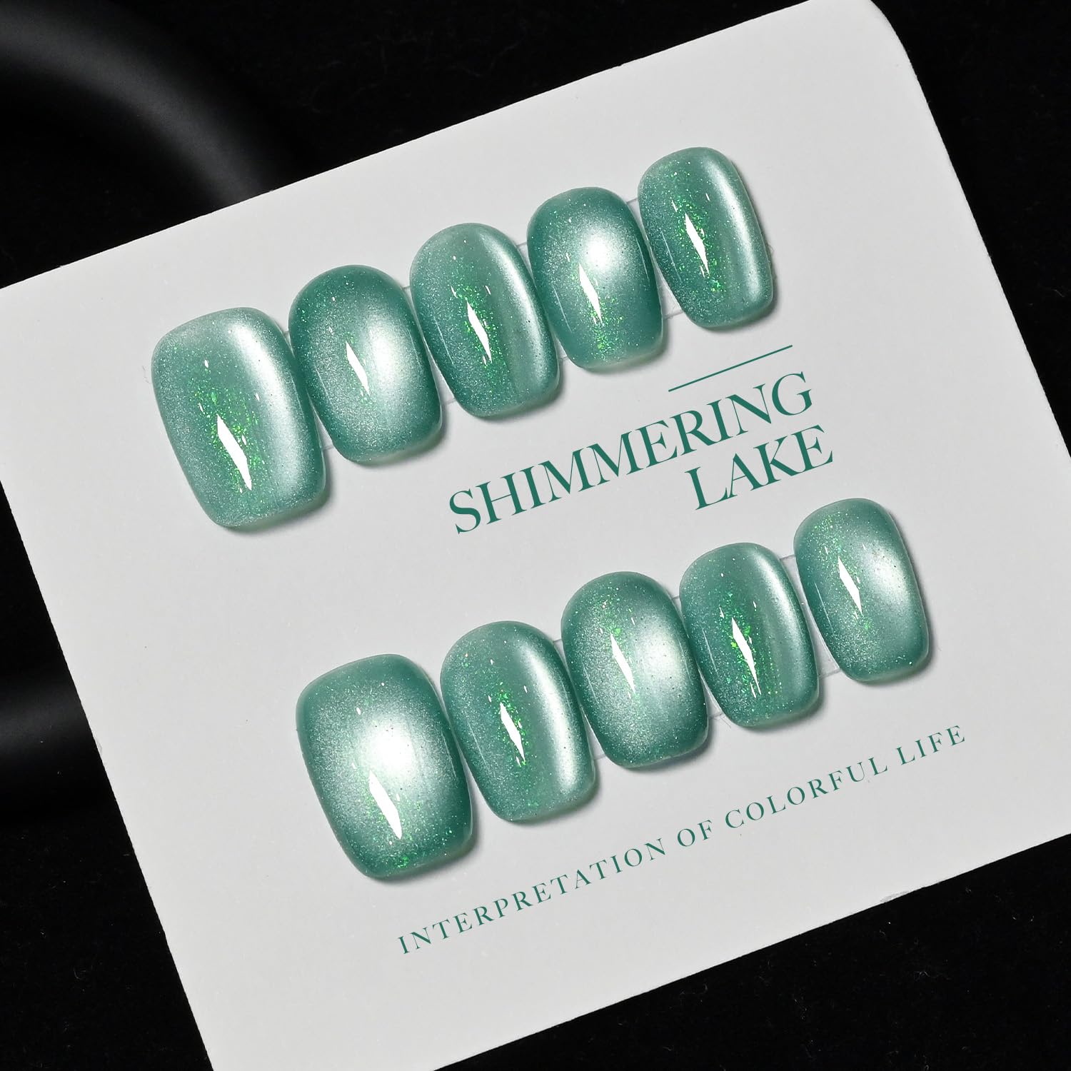 GAOY esmalte gel holográfico verde brillante para acabado deslumbrante.