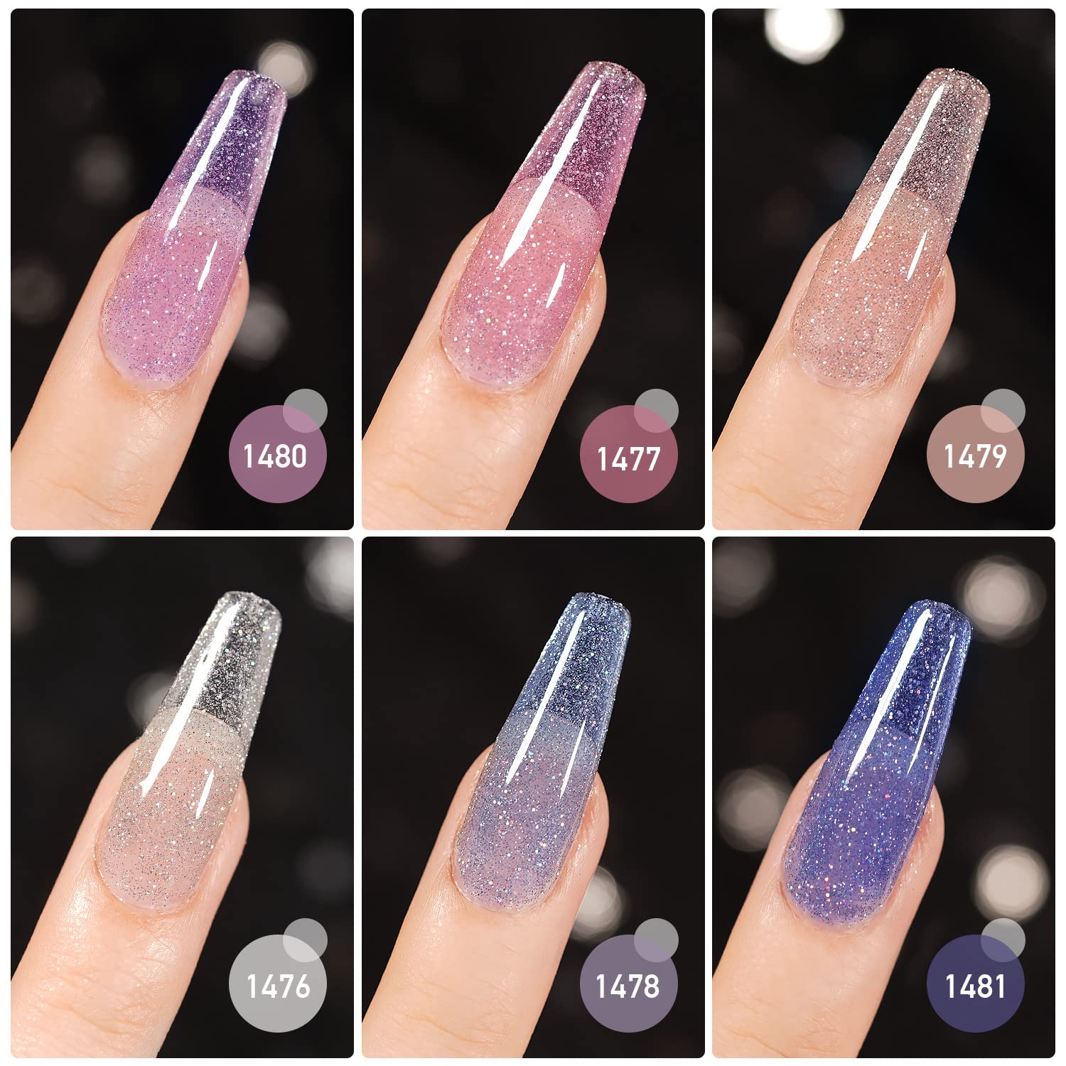 GAOY Jelly Glitter purpura, acabado jelly con brillo sutil.