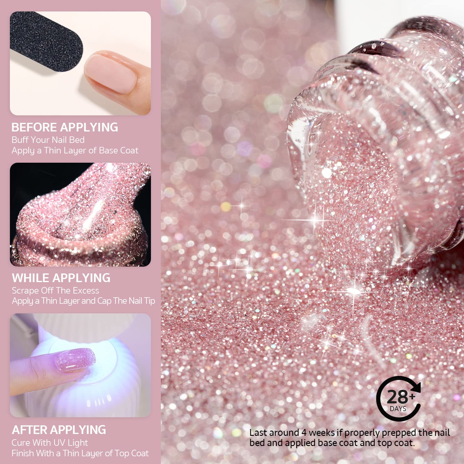 GAOY Esmalte gel Jelly Glitter, 7 ml, ideal para retoques puntuales.