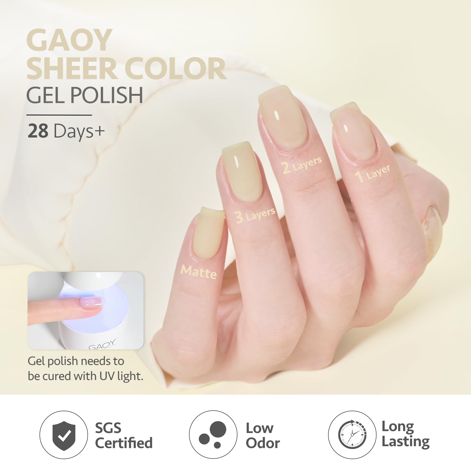 GAOY gel jelly curado en UV 60 segundos para uñas listas