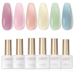 GAOY gel jelly verde primavera para uñas, acabado translúcido suave
