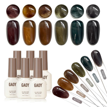 GAOY esmalte gel lechoso: caja con 6 colores para manicura en casa.