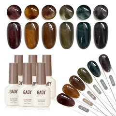 GAOY esmalte gel lechoso: caja con 6 colores para manicura en casa.
