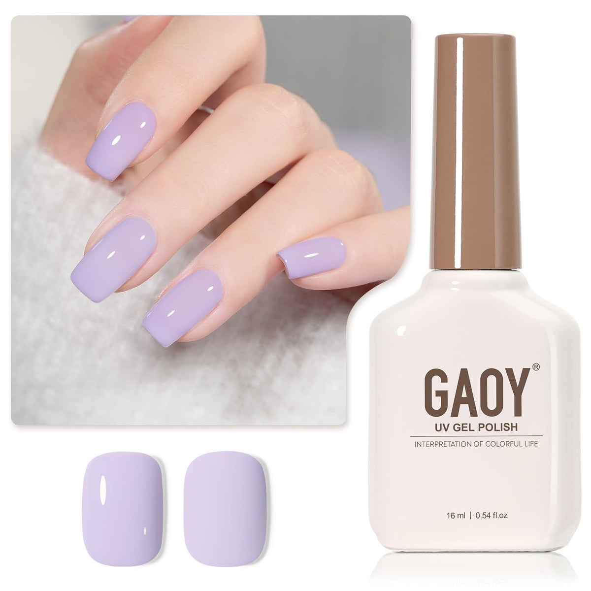 GAOY esmalte gel lila pastel 16ml listo para manicura en casa con curado rápido en lámpara ultravioleta